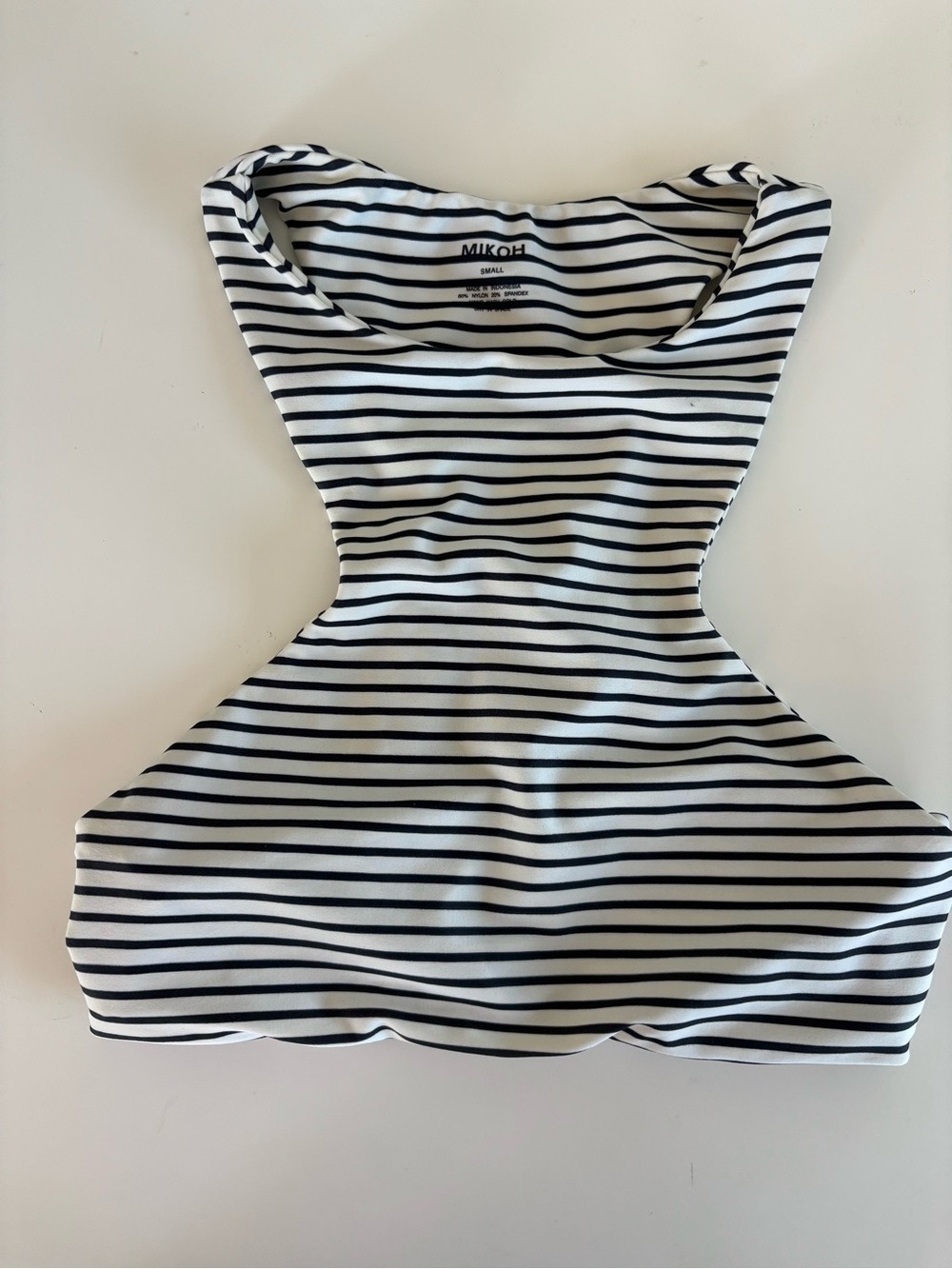 Mikoh Black & White Striped Cutout Swim Top